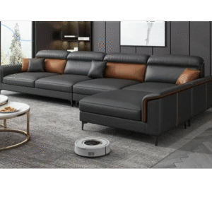 Premium Black Leatherette L-Shaped Sofa