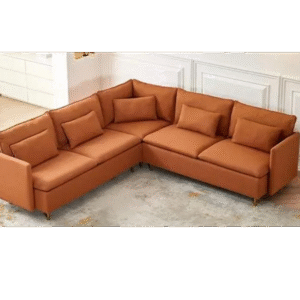Modern Tan Fabric L-Shaped Sofa