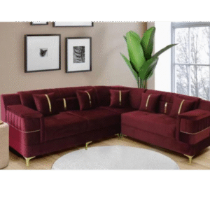 Royal Maroon Velvet L-Shaped