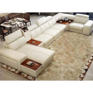 Premium White Leather U-Shaped Recliner